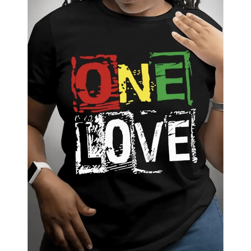 European Size Cotton TONE LOVE Print Crew Neck T-Shirt - Fashionable Womens