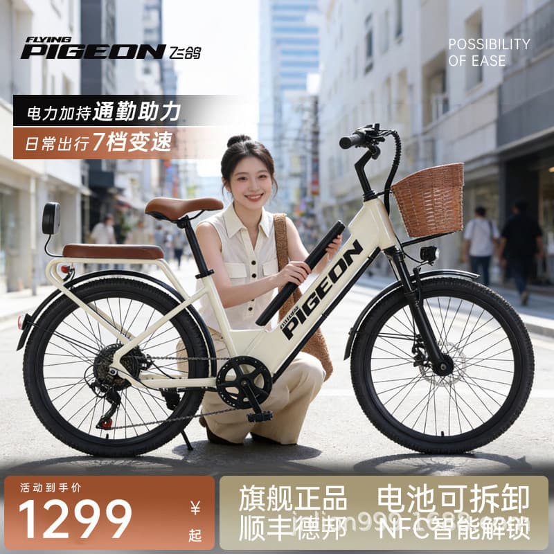 Feige Electric Assist Bicycle 24-inch Adult Men and Women Commuter Removable Lithium Battery Electric Bike