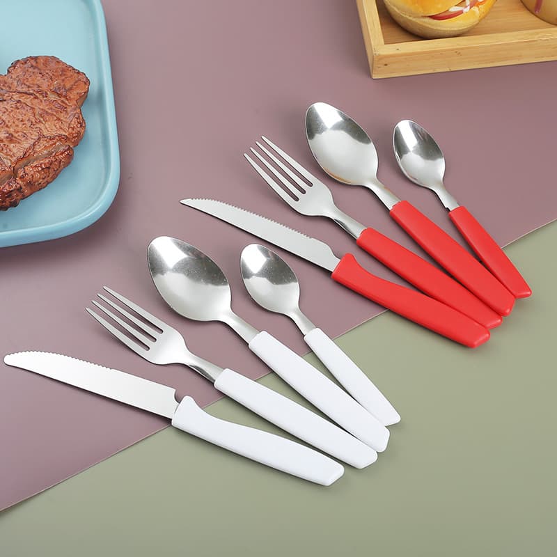 Foreign Trade Cross-border South America 24PC Knife Fork Spoon Set Curved Flat Tail Slant Tail Handle Stainless Steel Cutlery Gift Box Hot Seller
