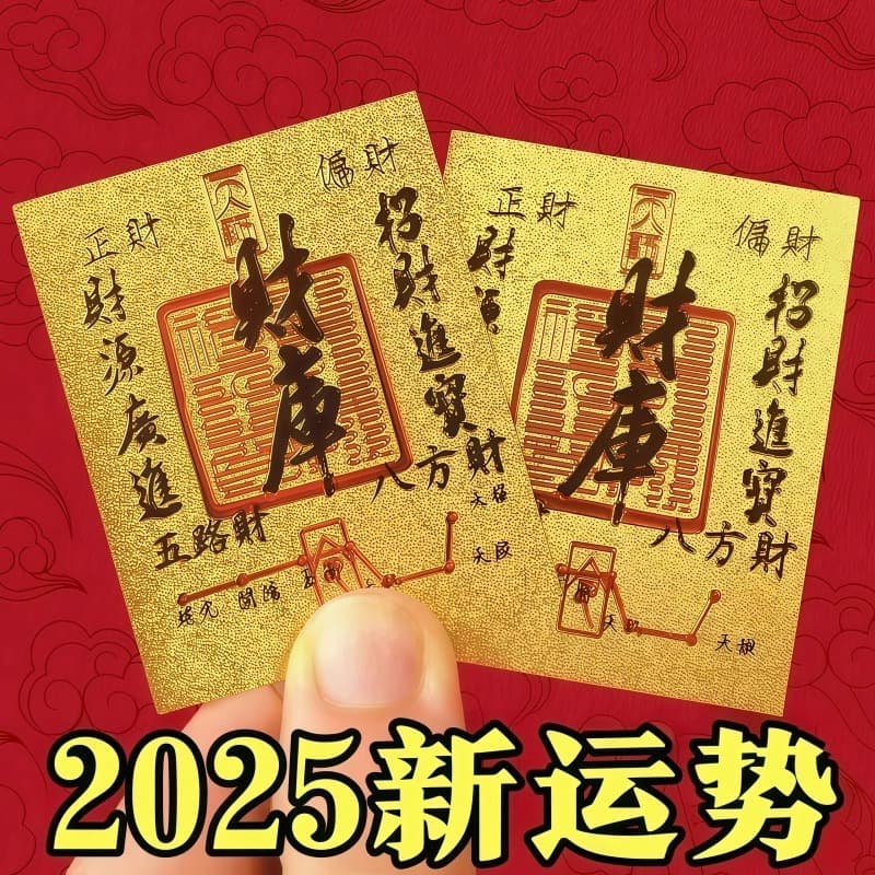 Wealth Vault Phone Stickers with Five-Way Wealth Gods for Fortune, Exam Success, and Gold Foil Attraction