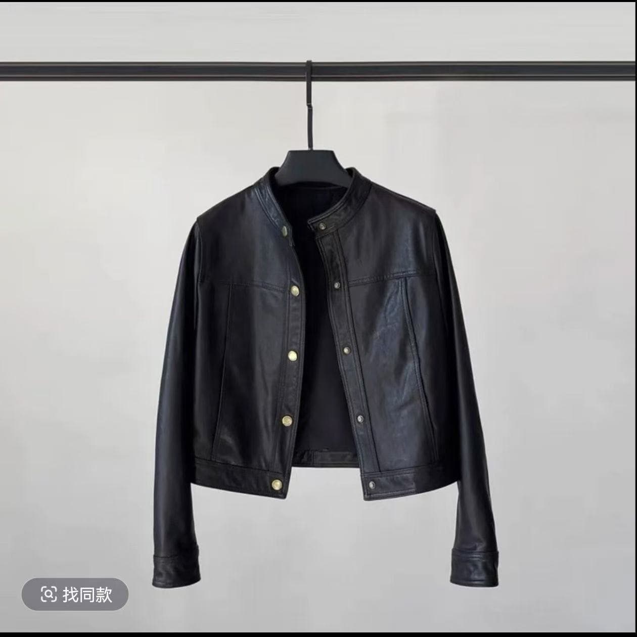 Haining 2026 Spring/Autumn Short Leather Jacket for Women, Fashionable Stand Collar Motorcycle Biker Coat, Petite Fit