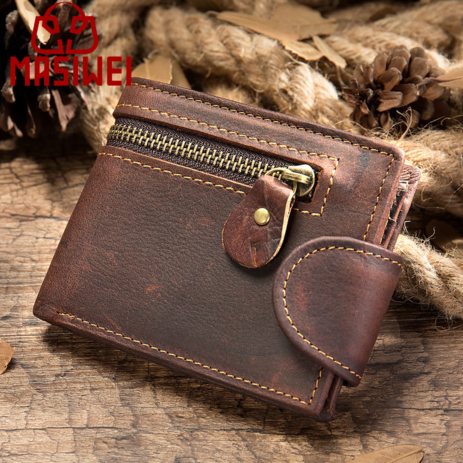Vintage Cropped Genuine Leather Men's Wallet Multi-Card Slot Tarbuco Leather Clutch Wholesale Headlayer Cow Leather Card Holder