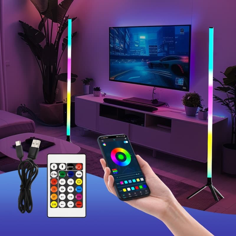 Cross-border 360° Colorful Floor Ambient Light, Full-Light Music Rhythm Pickup Lamp, Bedroom Living Room Corner Light