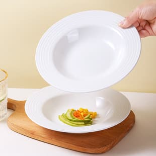 Plain White Ceramic Plate, Minimalist Straw Hat Plate, Soup Plate, Western Dinner Plate, Pasta Salad Plate, Hotel Restaurant Tableware