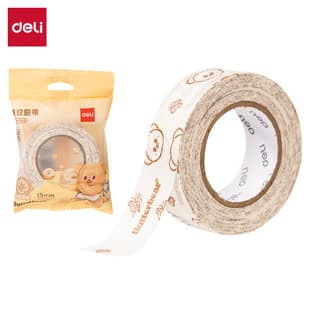 Deli HY565 Masking Tape 15mm*20y*145μm Butter Bear Series Art Masking Hand-Tear (Bagged)