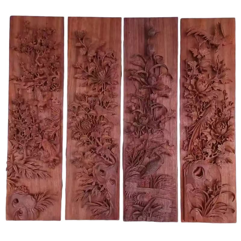 Custom Wooden Relief Decorative Painting Relief Door Gods Square Solid Wood Decoration Antique Courtyard Temple Wooden Door Decorative Painting