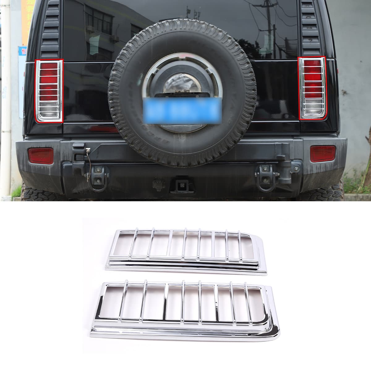 03-09 H2 Tail Light Covers ABS Bright Light 2-Piece Set SUV Version Modification Accessories Car Supplies