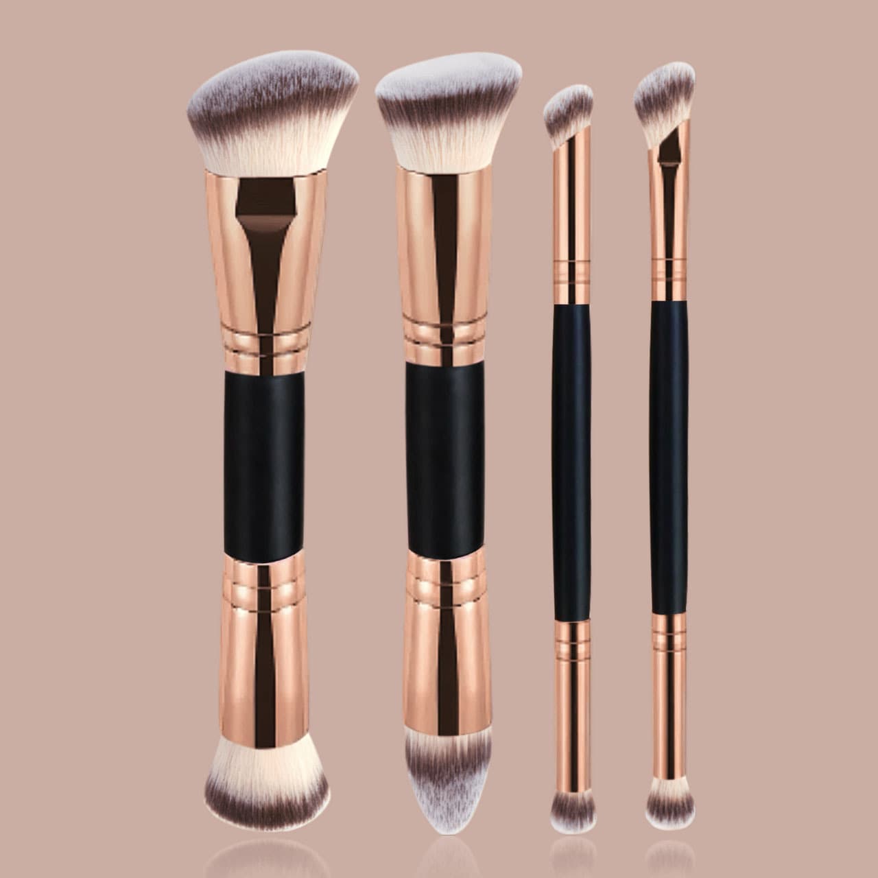 2/4 Pcs Face Dual-Ended Makeup Brush Set Blush Brush Powder Brush Foundation Brush Contour Brush Concealer Brush Blending Brush