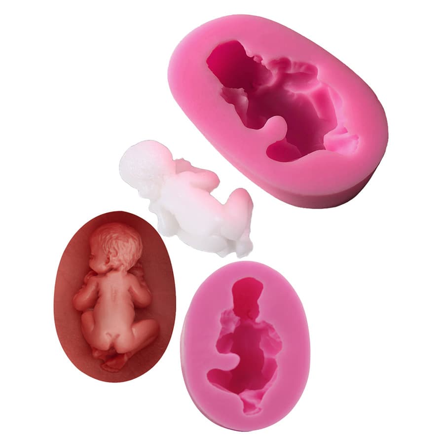 BabyDIY Chocolate Cake Silicone Mold Baking Decorative Mould Sleeping Shape Irregular Pink Color for Cake Decoration