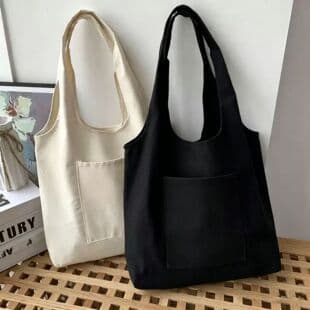 Large Capacity Canvas Handbag Simple Versatile Artistic Female College Student Single Shoulder Vest Canvas Bag Custom Bulk