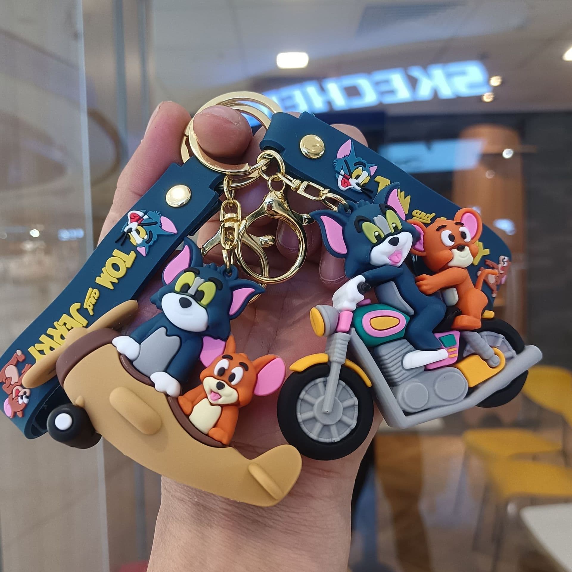 Cartoon Tom and Jerry Keychain Anime Tom Cat Jerry Mouse Plush Backpack Pendant Car Key Chain Wholesale
