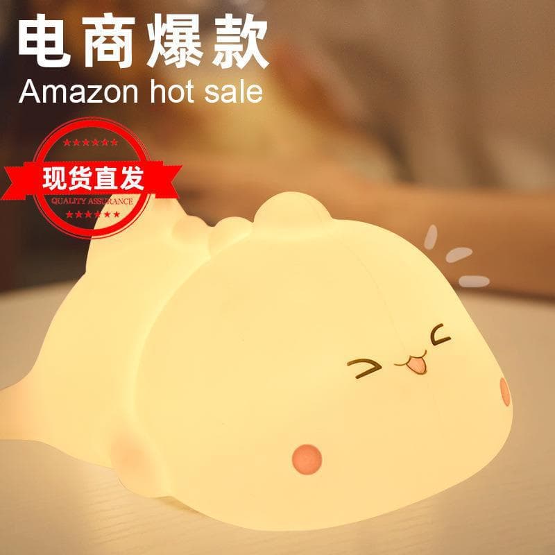 Cartoon USB Amazon Gift Bedside Night Light Tap Light Companion for Reading Smart Creative Sleep Silicone Charging
