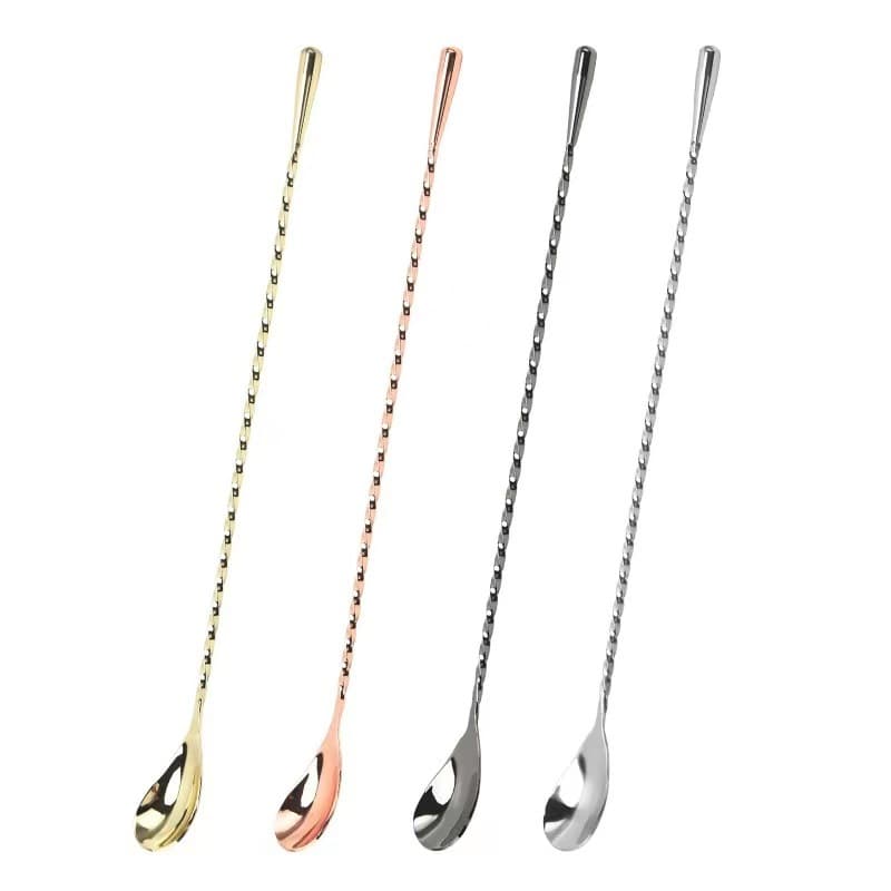 Teardrop bar spoon, 304 stainless steel, teardrop bar spoon, fine thread bar spoon, cocktail stirring spoon, bar mixer spoon.