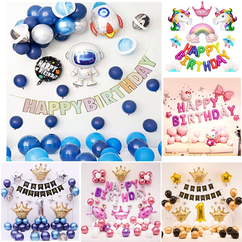 First Birthday Balloon Scene Decoration Set for Kids Boys Girls Happy Unicorn Theme
