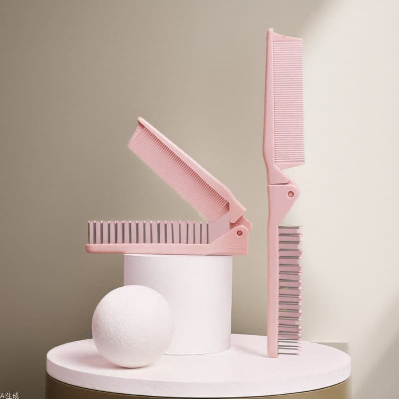 Foldable Portable Comb for Travel, Dual-Use Straight and Curly Hair Comb, Anti-Static Makeup Comb