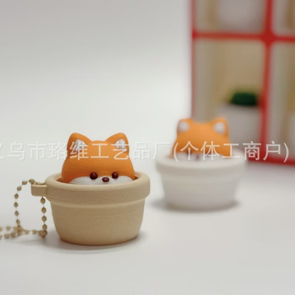 3D Printed Toy Stress Clicker Cute Animal Button Click Decompression Keychain Pendant