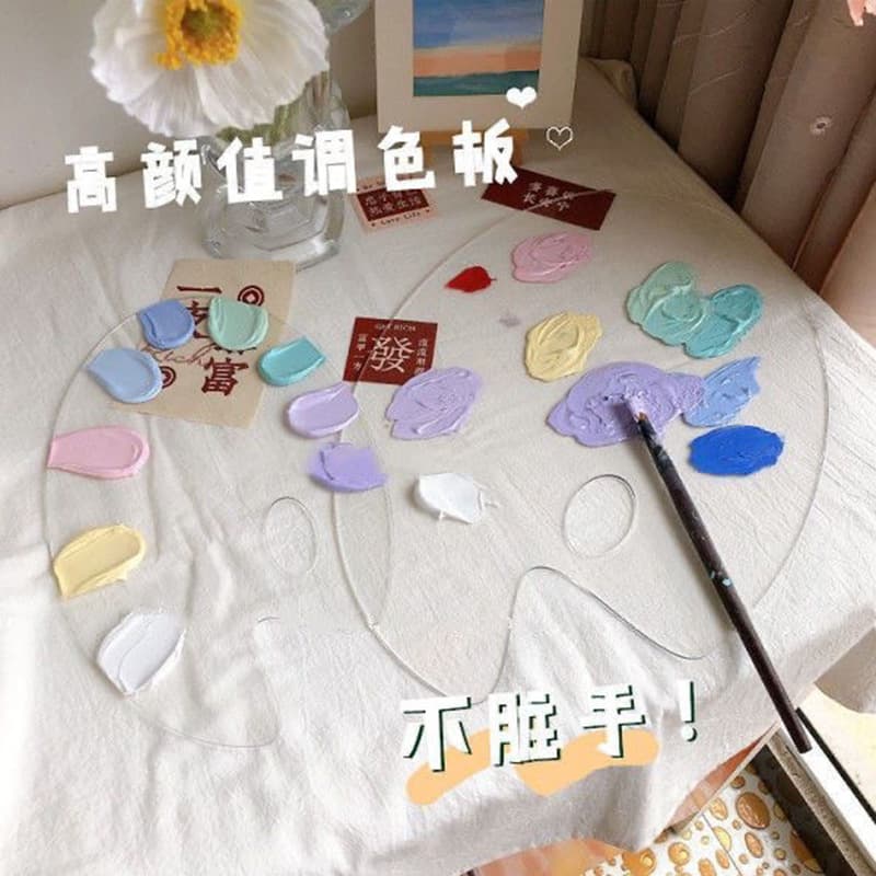 Mini Acrylic Transparent Palette for Art Students, Easy to Clean for Gouache, Oil, and Acrylic Paints