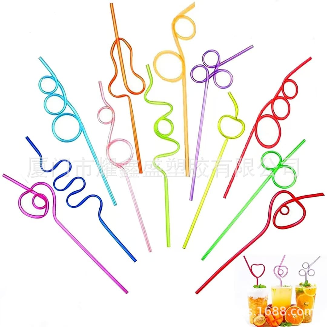 Fun-shaped straws, cross-border hot sellers, reusable straws for Christmas, Valentine's Day, birthday party decorations.