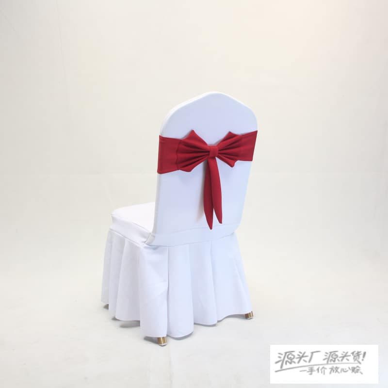 No-Tie Bow Chair Back Decoration Stretch Chair Cover for Banquet, Wedding, Hotel VIP Stool with Straps Cross-Border