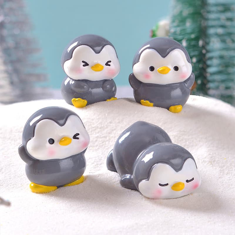 Cross-border Cartoon Cute Gray Penguin Micro Landscape Gardening Potted Plant Decoration, Adorable Fun Penguin DIY Accessories