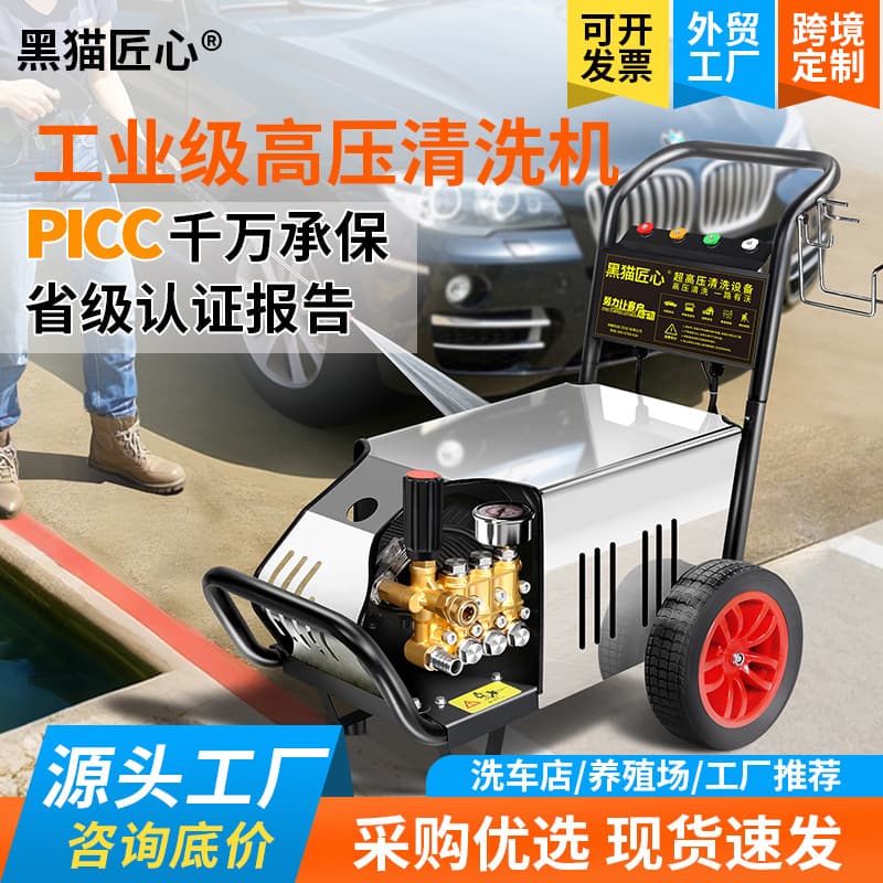 Black Cat Ingenuity High-Power Pressure Washer 380V Water Gun for Farms, Car Washes, Commercial Cleaning High-Pressure Pump