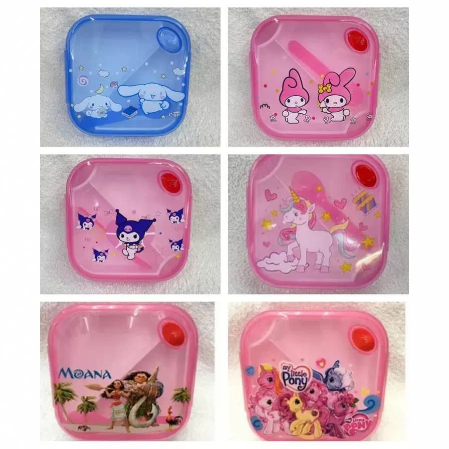 WK Snow Sophie Pony Unicorn Minnie lunch box lunch box with spoon square single layer lunch box