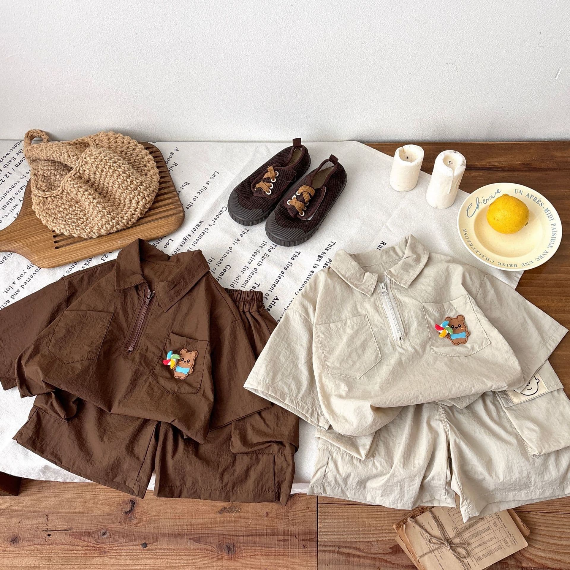 2024 new summer boys' short-sleeved suit Internet celebrity casual and handsome street baby handsome short-sleeved two-piece set