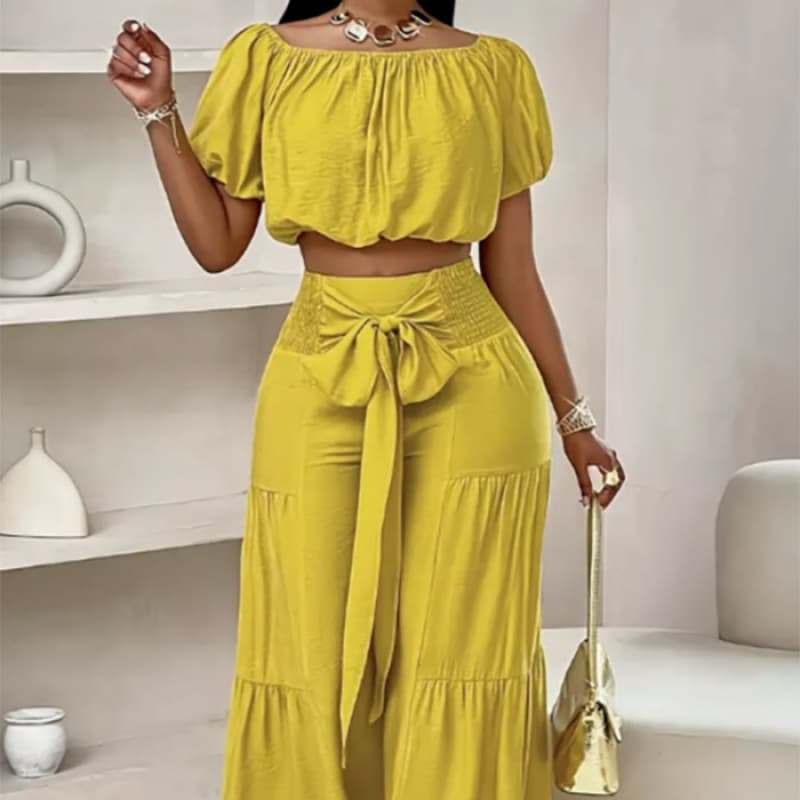 2026 European and American New Women's Wide-Leg Pants Commute High-Waist Solid Color Flared Tie Drape Pants Casual Set