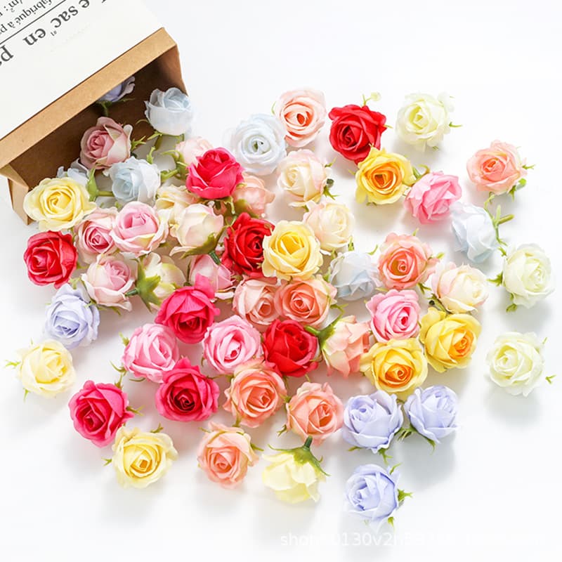 Simulated Mini Rose Flower Heads Hair Accessories Wreath Hairpin Decoration DIY Craft Materials Buds