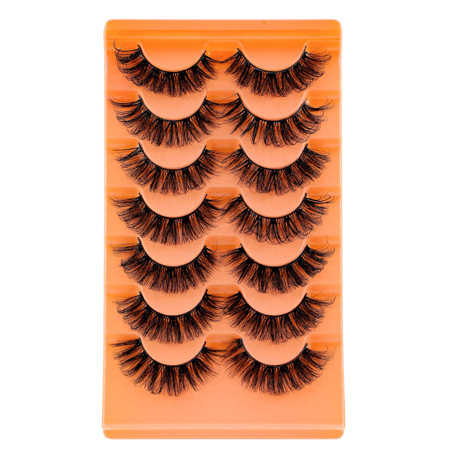 European and American Cross-Border Hot Selling European Style False Eyelashes 7 Pairs Pack Thick Natural Curly False Eyelashes Synthetic Fiber Lashes