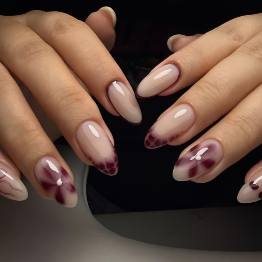 30-Piece Cross-Border Daily Hot-Selling Almond Press-On Nails Painted Seed Color Flower High-End Leopard Print French Manicure Nail Tips Wholesale
