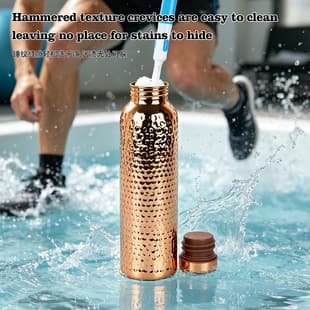 304 Stainless Steel Hammered Water Bottle 800ml Single-Layer Electroplated Copper Color Sports Water Bottle Cross-Border Hot-Selling Bottle with Cup Brush