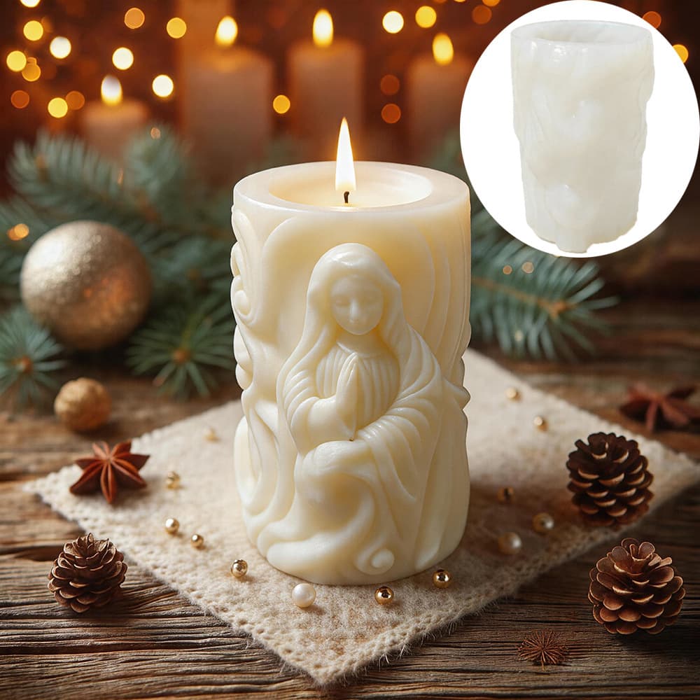 Quanmingxiang European Vintage Madonna Candle Silicone Mold DIY Relief Craft Art Candle Decorative Ornament Mold
