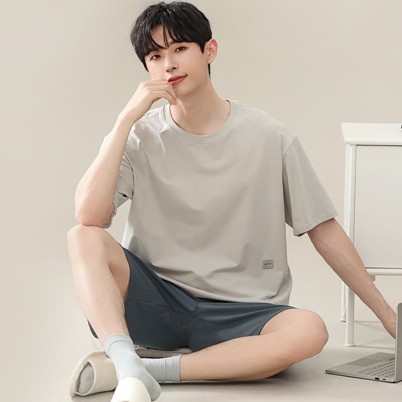 L-4XL Modal Pajamas Men's Summer Short Sleeve and Shorts Thin Summer Plus-Size Loungewear Set