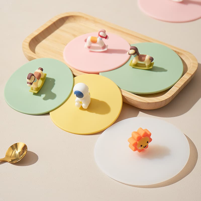 New Food-Grade Silicone Cup Lid with Spoon Holder Ceramic Cup Lid Mug Lid Notched Cup Cover