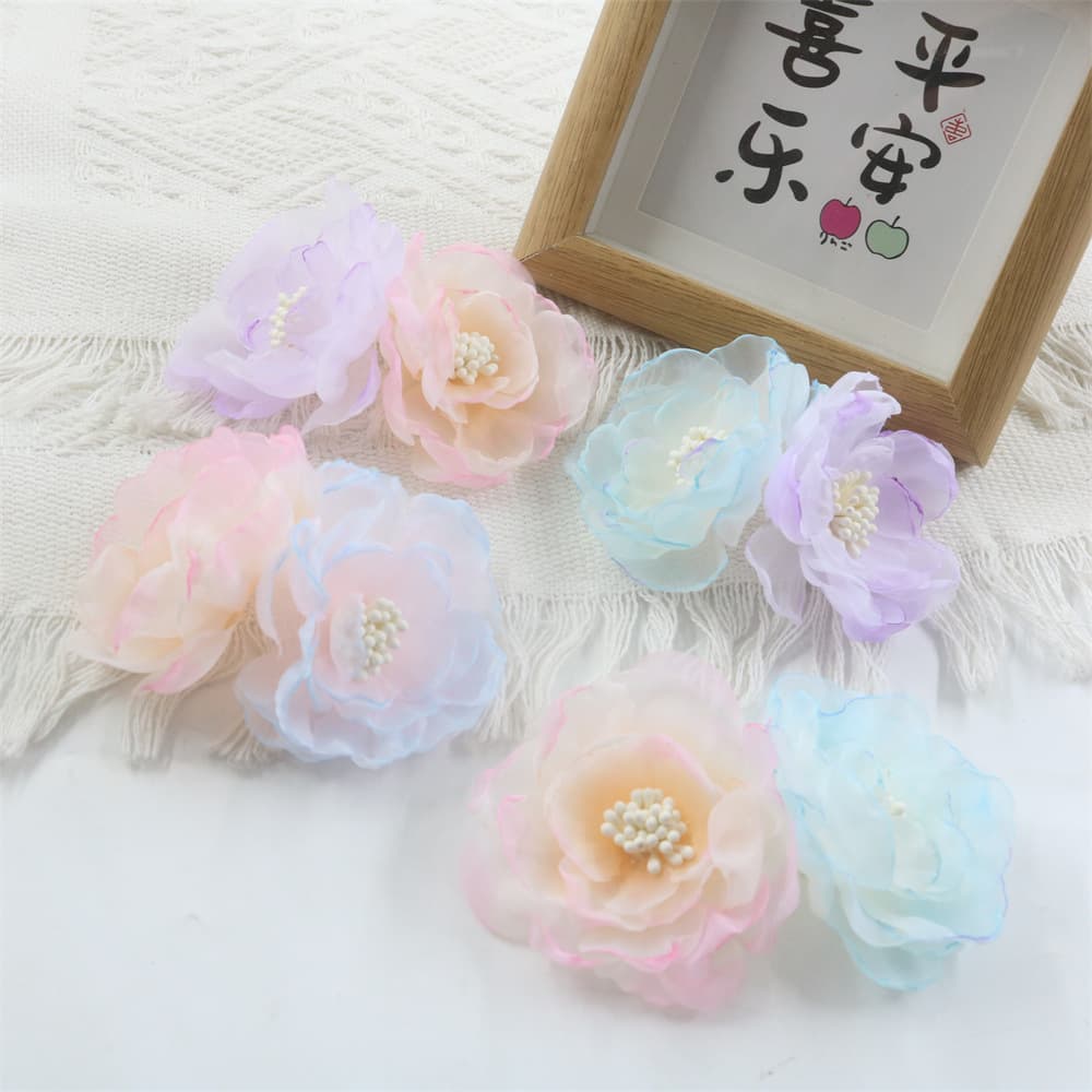 Super fairy burnt edge organza begonia flower, artificial flower, artificial flower, diy headdress, wedding dress, shoes, hats, clothing accessories wholesale