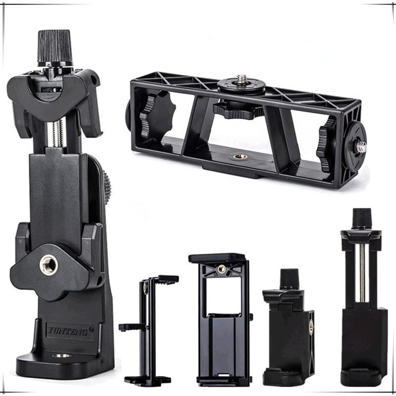 Yunteng Large Horizontal and Vertical Phone Clip Universal Camera Tripod Head Adapter Selfie Stick Conversion Phone Mount