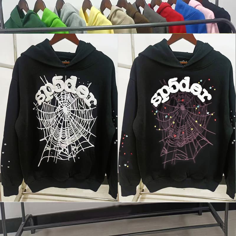 Overseas Original Heavyweight 450G Thick Terry Cloth Hoodie Men's Foam Print Spider Sp5der Hoodies