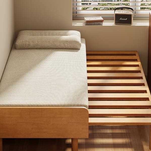 Solid wood sofa bed, folding and pull-out bed, suitable for small apartments, living room, study, double telescopic bed, multi-functional overnight bed