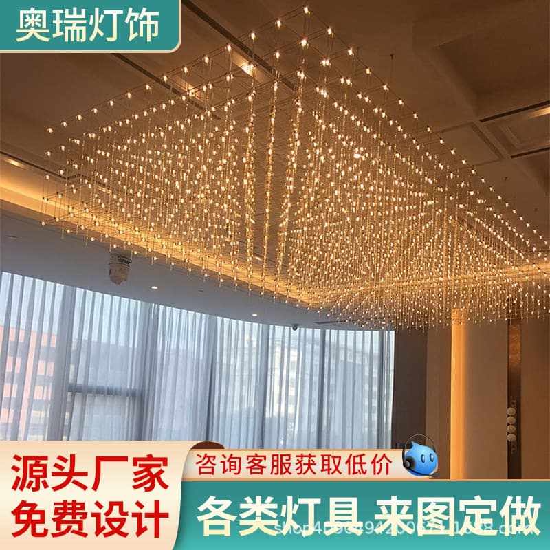 String Light Chandelier for Sales Office, Model House, Clubhouse, Ktv, Creative Design Crystal Chandelier, Hotel Restaurant Chandelier