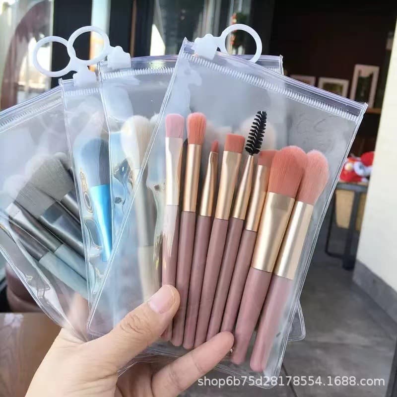Student Portable 8-Piece Makeup Brush Set, Affordable Mini Makeup Tools with Soft Bristles, 8-Piece Macaron Makeup Brush Set