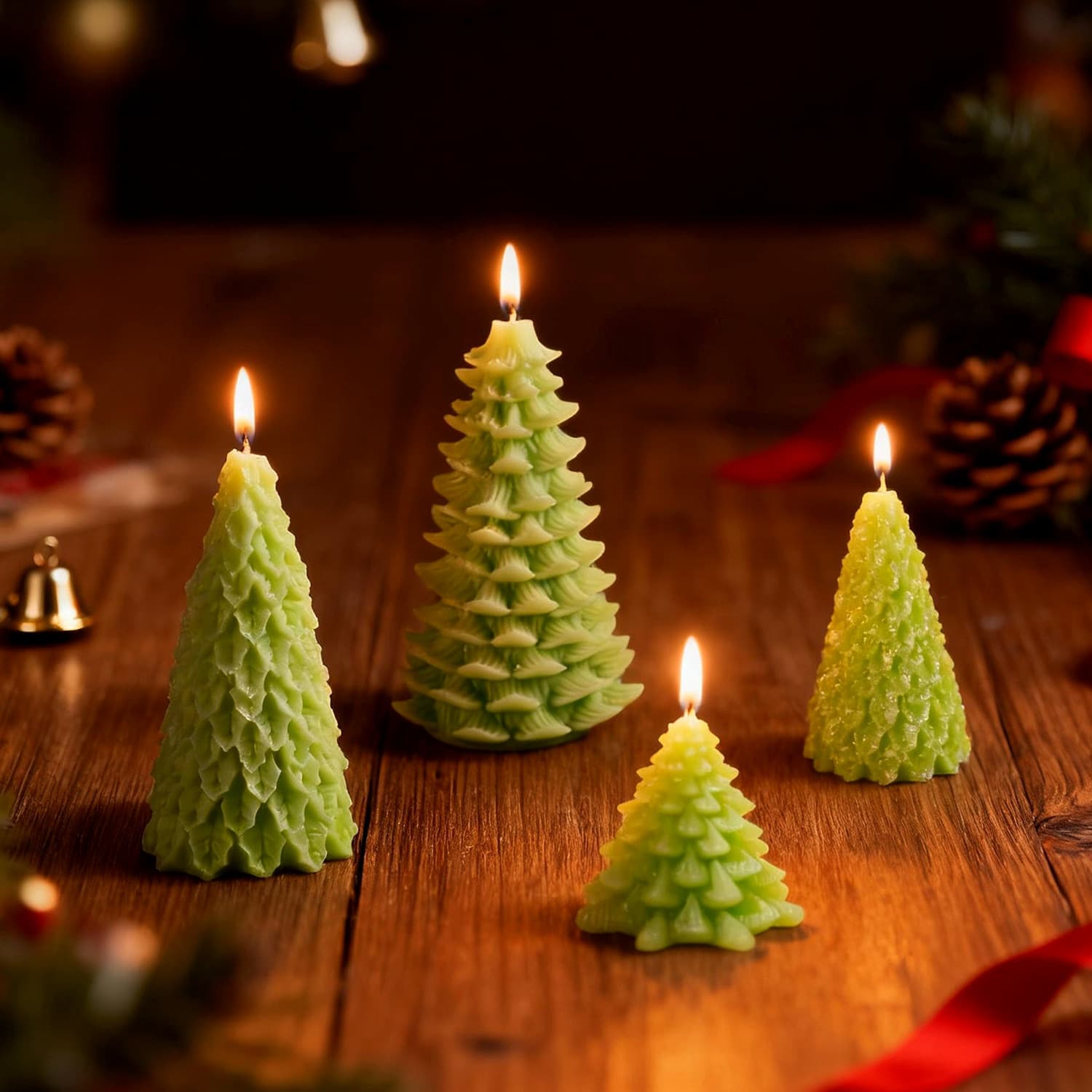 DIY Christmas Tree Scented Candle Silicone Mold, 3D Tapered Cedar Christmas Tree Resin Ornament Silicone Mold