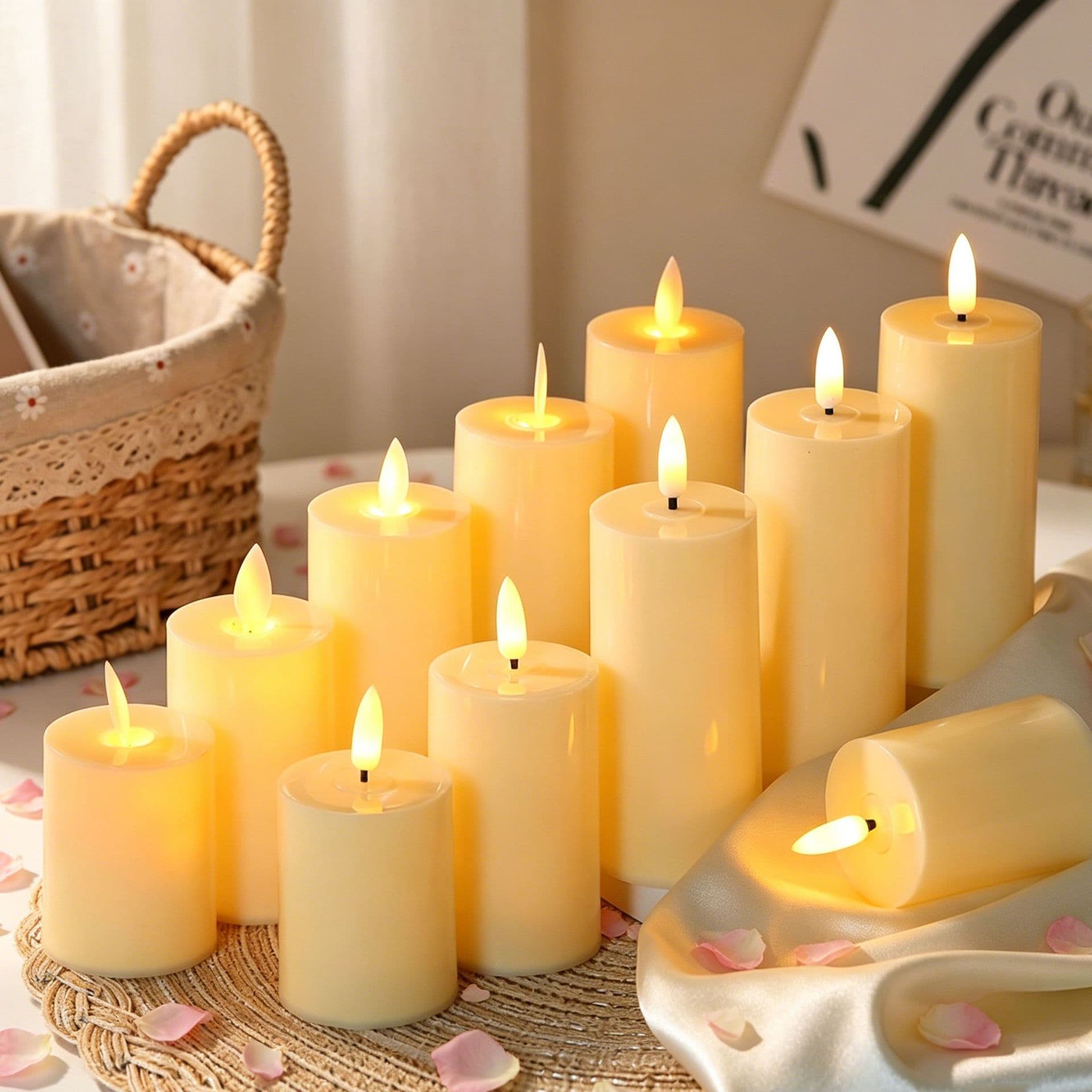 LED Flat Electronic Candle Light with Simulated Flickering, Smokeless, for Christmas, Wedding Decoration, Birthday, Restaurant, Bar Ambiance Lighting