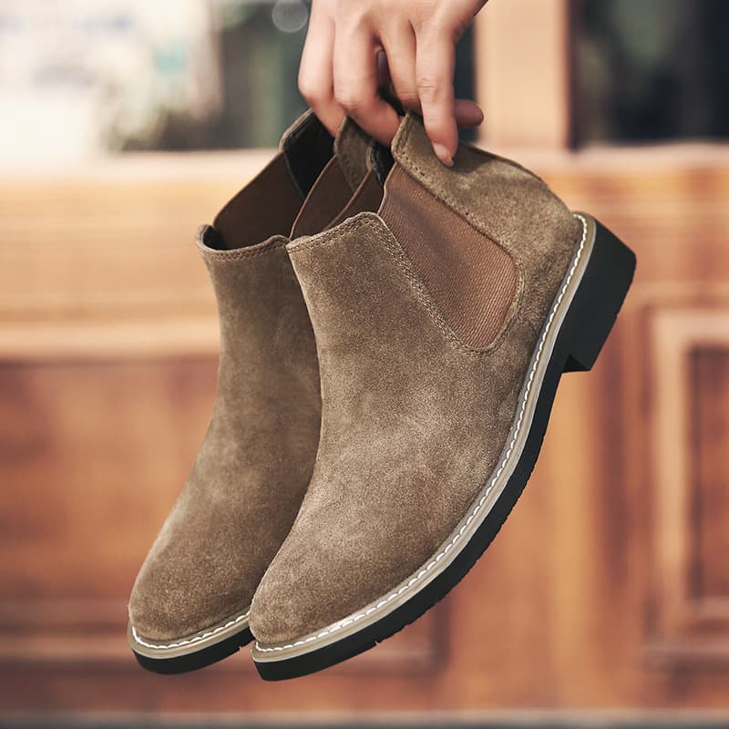 Chelsea Boots Autumn and Winter Men's New Fashionable Men's Fashion Warm fleece-lined Korean Style Martin Boots Fleece Casual Leather Boots