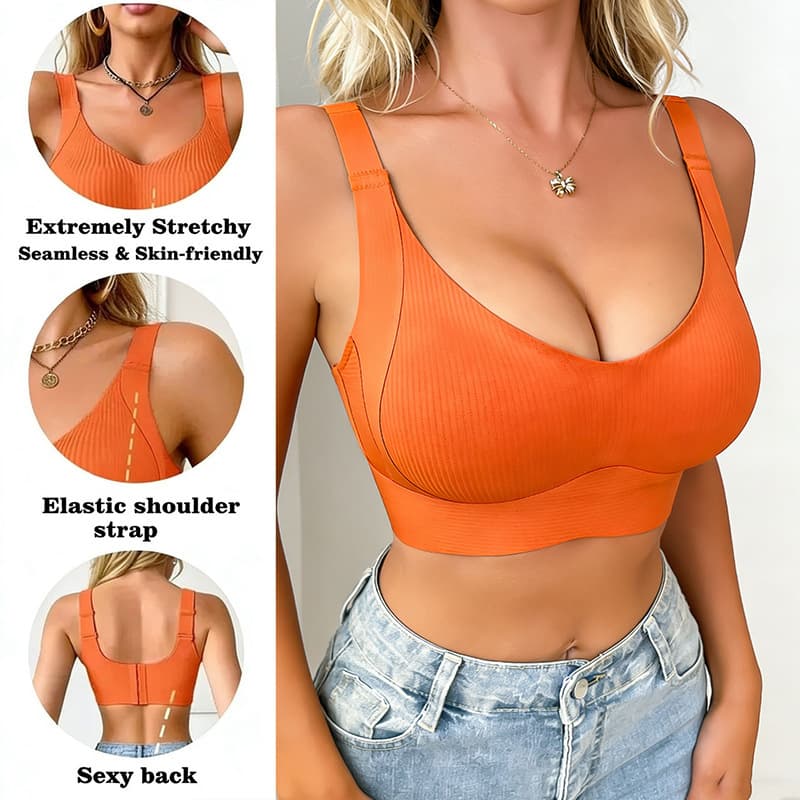 Women's Seamless Bra for Export to Europe and America, Anti-Sagging, Breathable, Side Boob Gathering, Lifting, Push-Up, Sports, Plus Size, Bra Cup