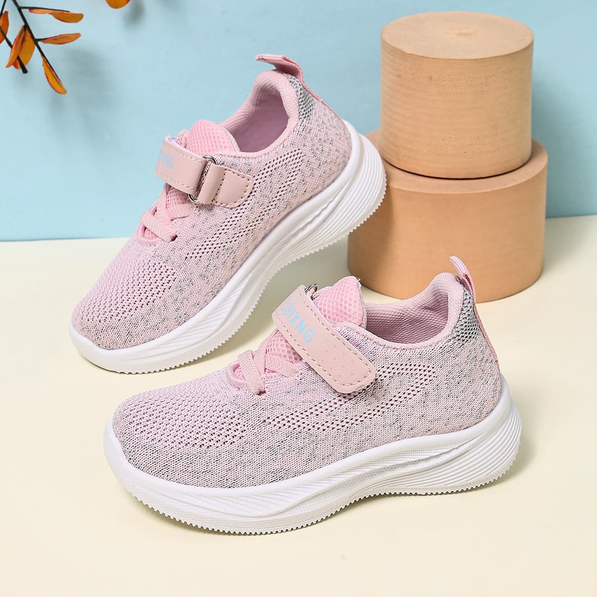 Children's Sports Shoes Starry Sky Knitted Breathable Mesh Velcro Soft Sole Boys and Girls Campus Casual Running Shoes