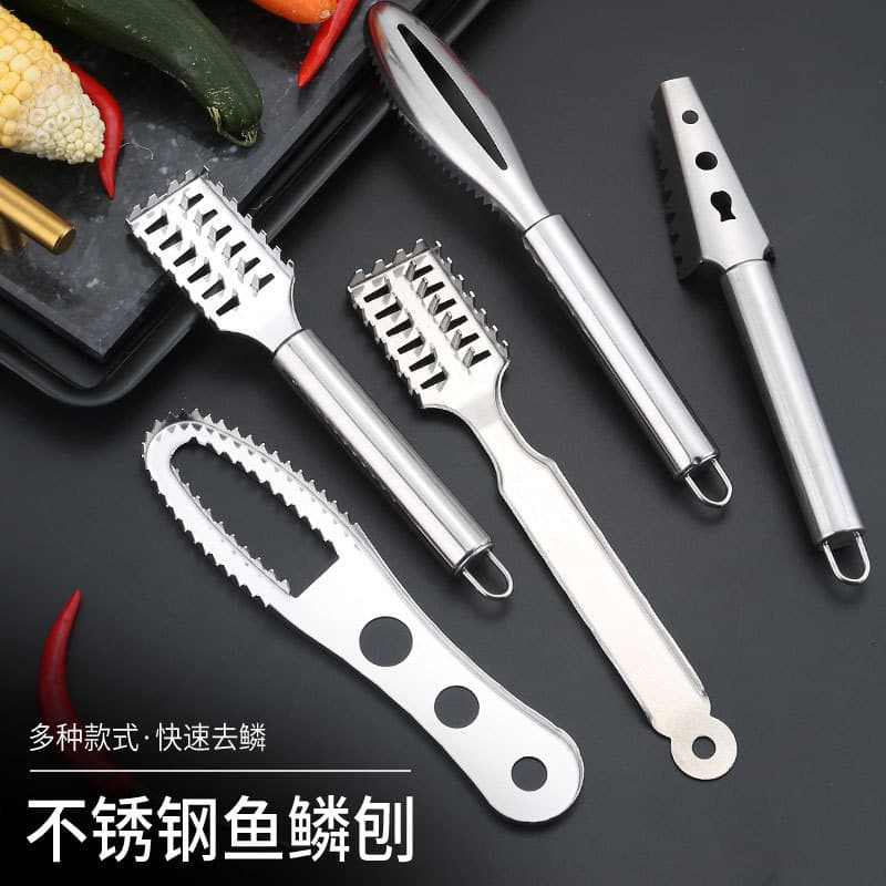 Stainless Steel Fish Scale Scraper, Household Fish Descaling Tool, Multi-functional Scale Remover and Fish Cleaning Brush