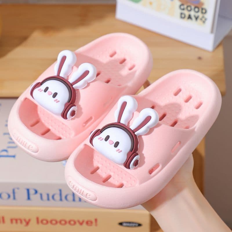 Girls cartoon bunny slippers for home indoor bathing special slippers hollow leaking quick-drying anti-slip slippers