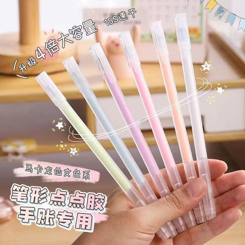 Macaron Color Dot Glue Pen - Cap-Off 20-Second Fast-Drying Glue Pen for Elementary Student Journal Use, Wholesale