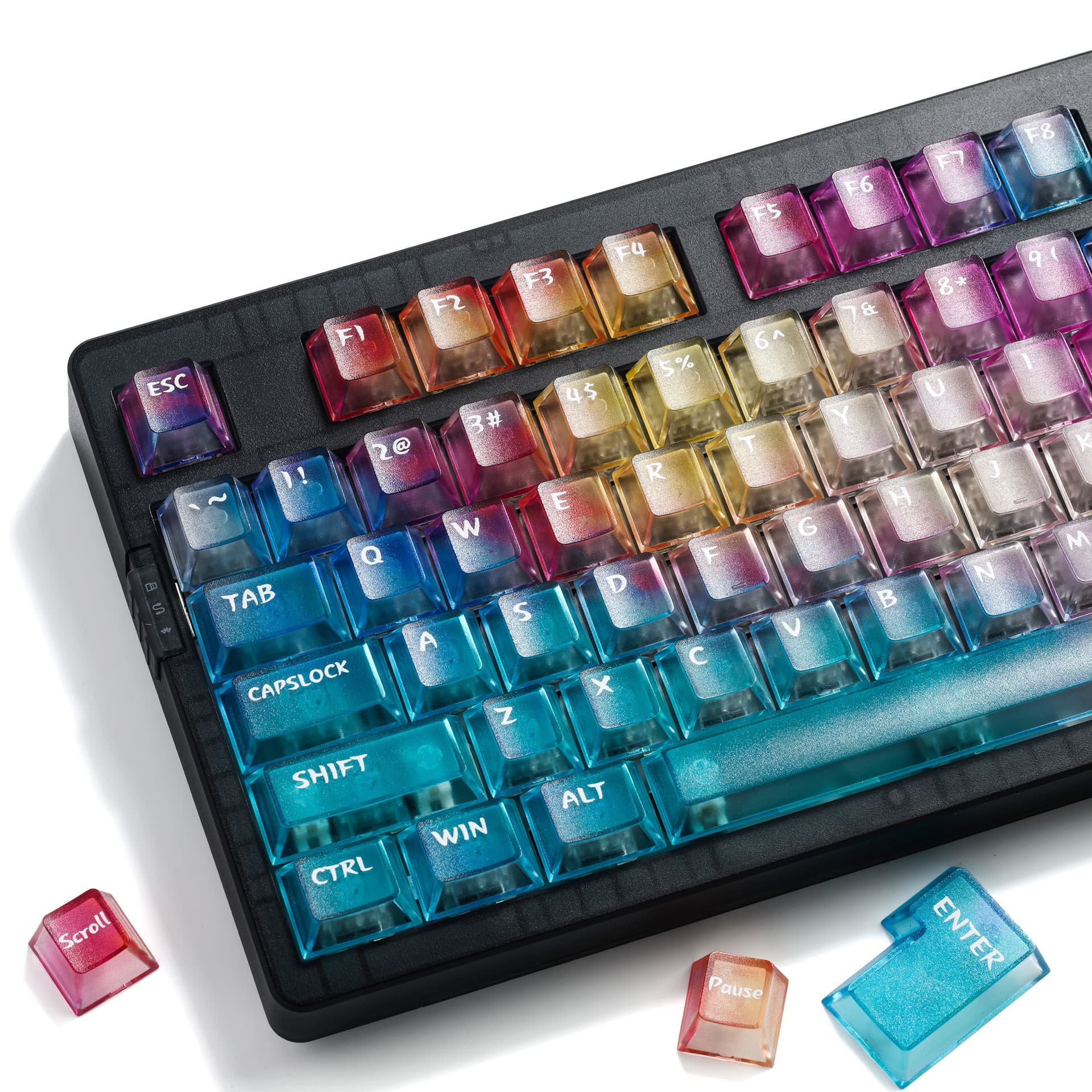 XVX Colorful Keycaps with Afterglow, Multi-colored Gradient, Five-sided Matte Finish, Original PC Front Printing, 3D Pad Printing Mechanical Keyboard Caps